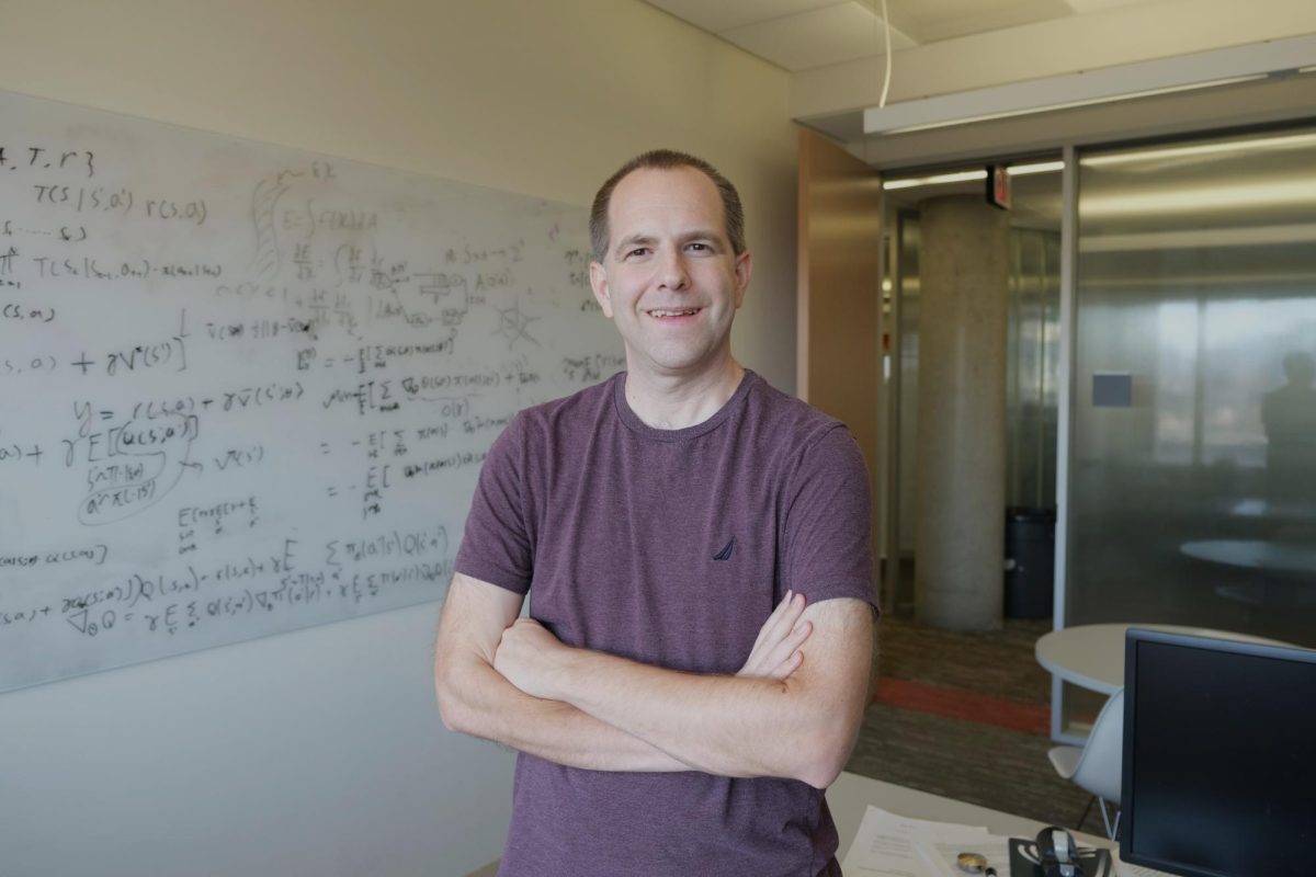 Etienne Vouga, Associate Professor in the Department of Computer Science, at his office on Oct. 21, 2024.