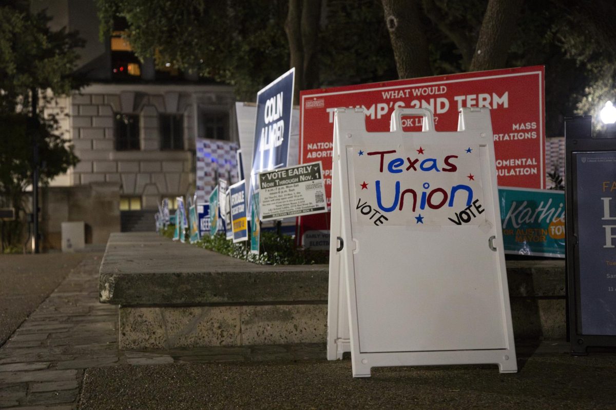 Voting signs are pictured on Oct. 21, 2024, ahead of the Nov. 2024 election.