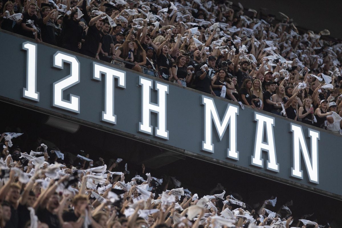 Fans wave their 12th man towels during Texas A&M’s game against LSU at Kyle Field on Friday, Oct. 25, 2024. 