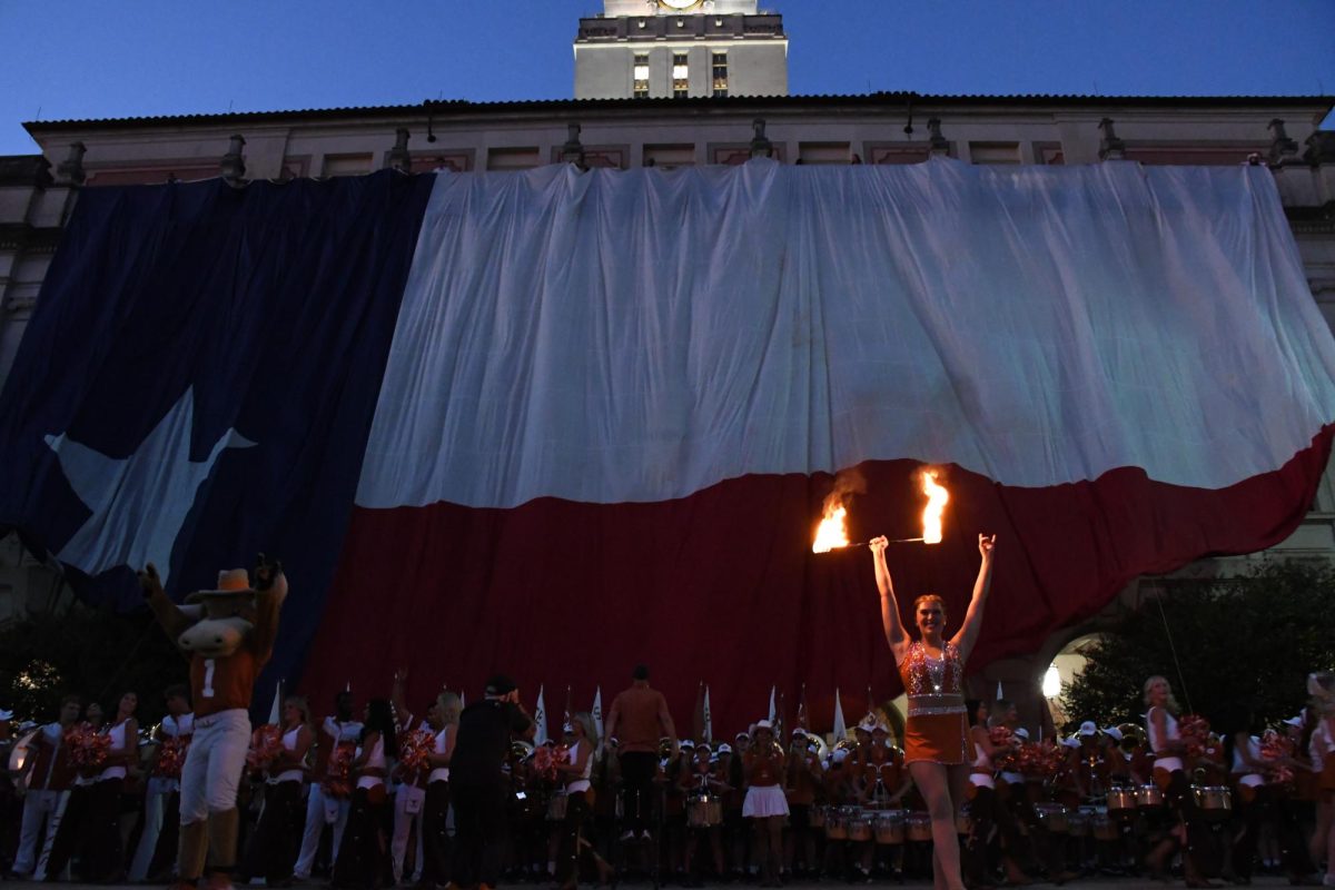 The Longhorn Twirler performs at theTexas Fight Rally on Oct. 9, 2024. 