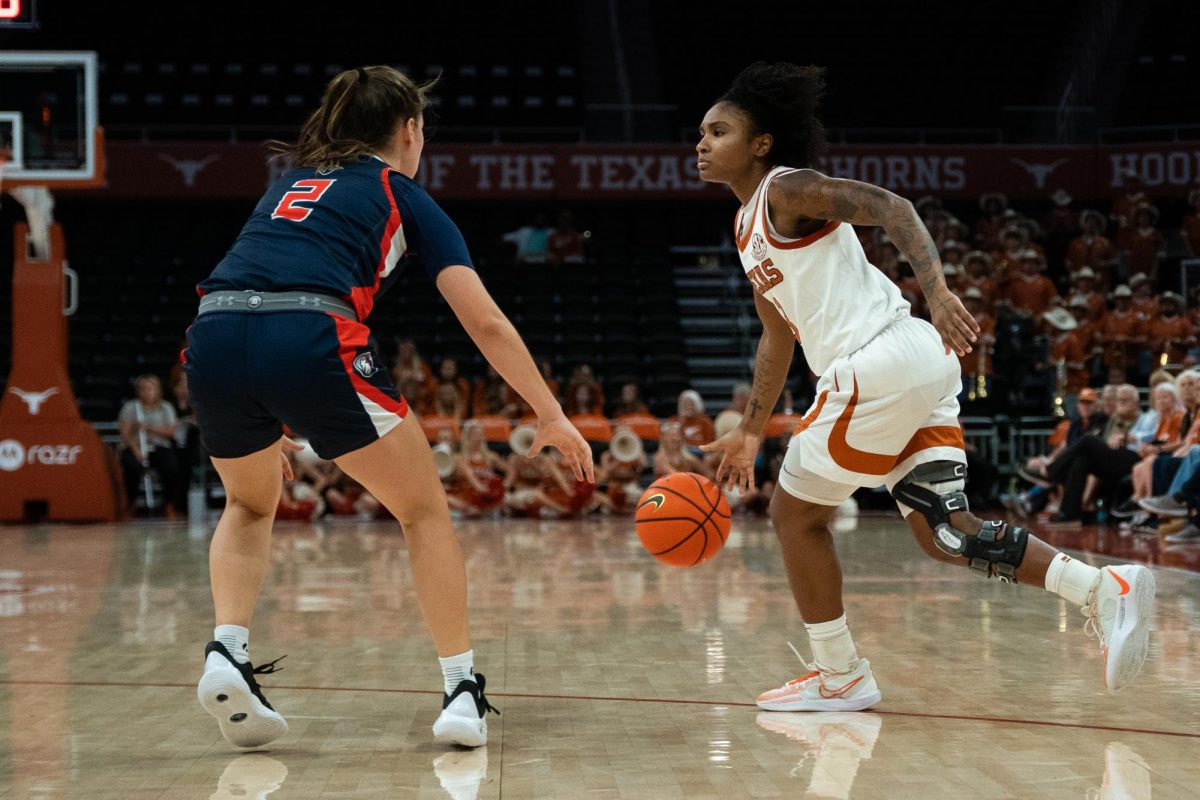 Guard Rori Harmon during Texas' exhibition game against UT-Tyler on Oct. 31, 2024. 