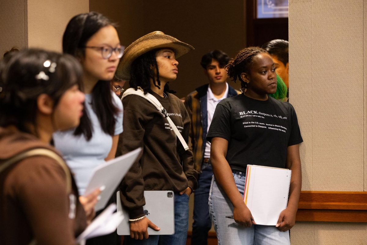 Students wait to speak at a Senate K-16 Education Committee hearing on Nov. 11, 2024.