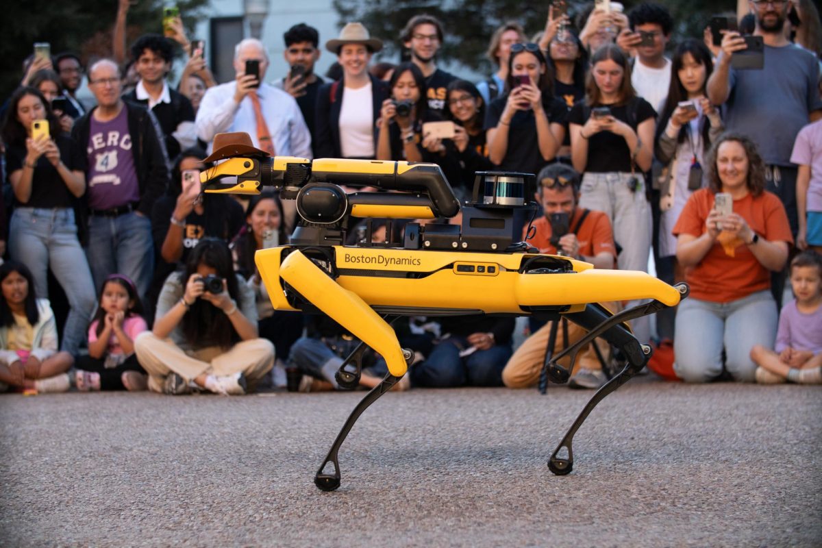 The Boston Dynamics robot B3VO dances at the annual Texas Robotics Parade on Nov. 15, 2024.