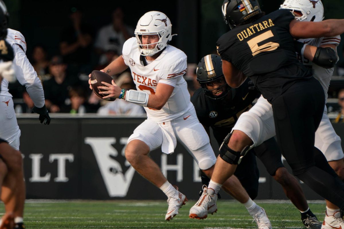 Quarterback Quinn Ewers during Texas' game at Vanderbilt on Oct. 26, 2024. 