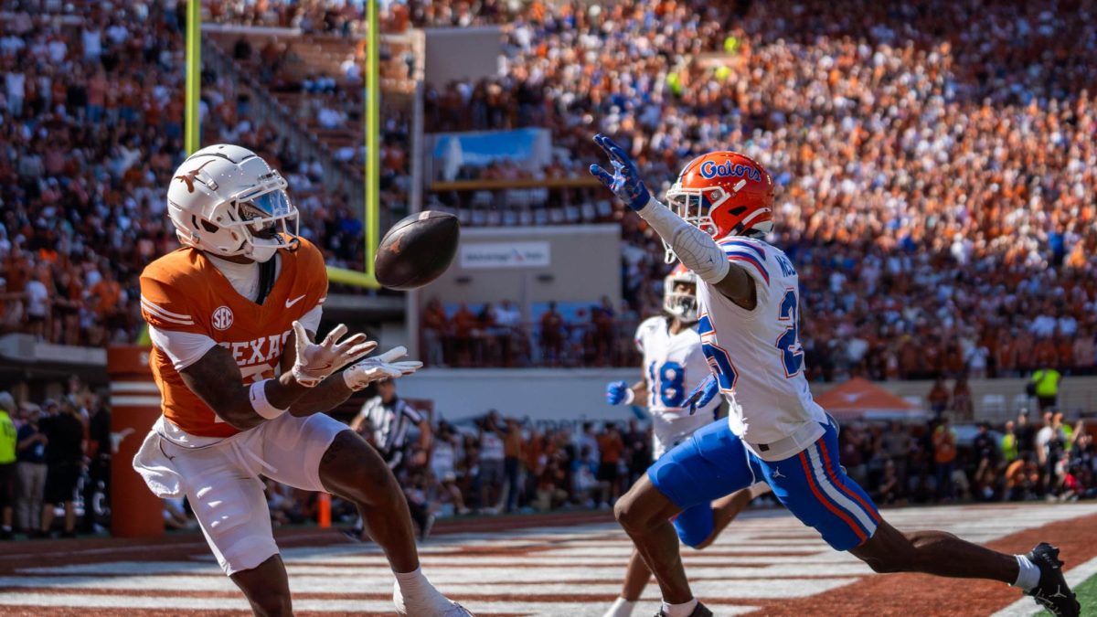 Wide receiver Matthew Golden catches a pass for a touchdown during Texas' game against Florida on Nov. 9, 2024. 