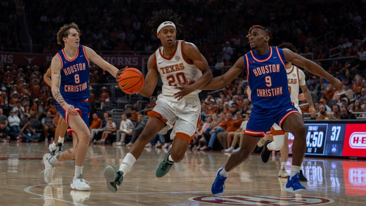 Guard Tre Johnson during Texas’ game against HCU on Nov. 8, 2024. 