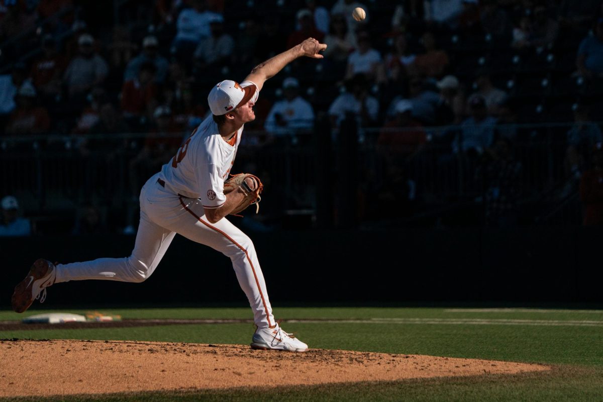 Freshman pitcher Dylan Volantis during Texas' annual alumni game on Feb. 1, 2025. 