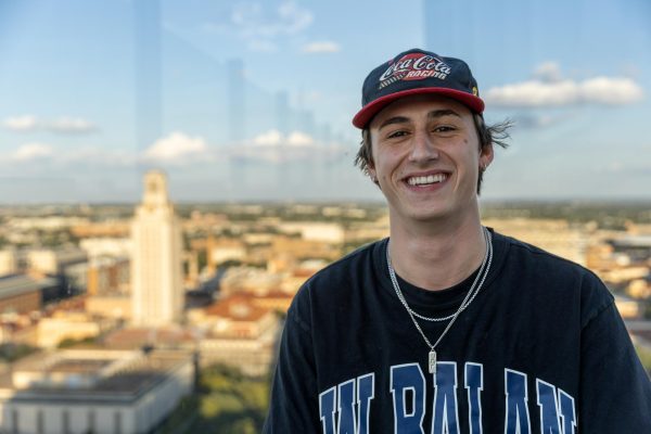 James Clark, a marketing junior, poses for a portrait on the Icon rooftop on Sept. 21, 2025. Clark has over 755,000 followers on Instagram.