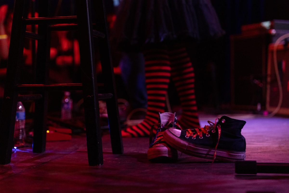 Lowertown performed at 29th St. Ballroom on Sept. 25, 2025 at a late-night Levitation show. Olivia Osby, one of two members, took off her shoes and stretched before singing an acoustic set. 
