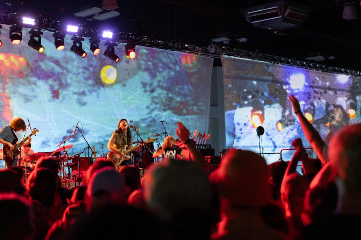 Alternative rock band Wednesday performs at Levitation at Palmer Events Center on Sept. 27, 2025. The band honored the one year anniversary of Hurricane Helene, the storm that destroyed the band's hometown of Asheville, North Carolina. 