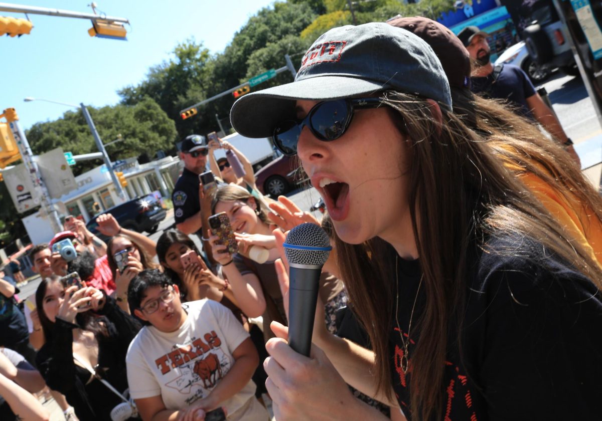 Alana Haim spoke to fans who participated in a walk before the band's performance in Austin, Texas, on Sept. 26, 2025.