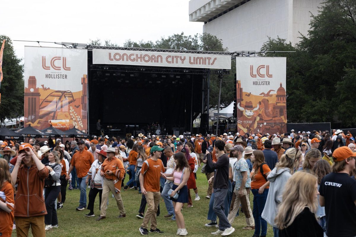 Fans leave after The Beach Boys' performance on the LBJ Lawn on Nov. 1. The band performed at the Longhorn City Limits following the Texas vs. Vanderbilt game.