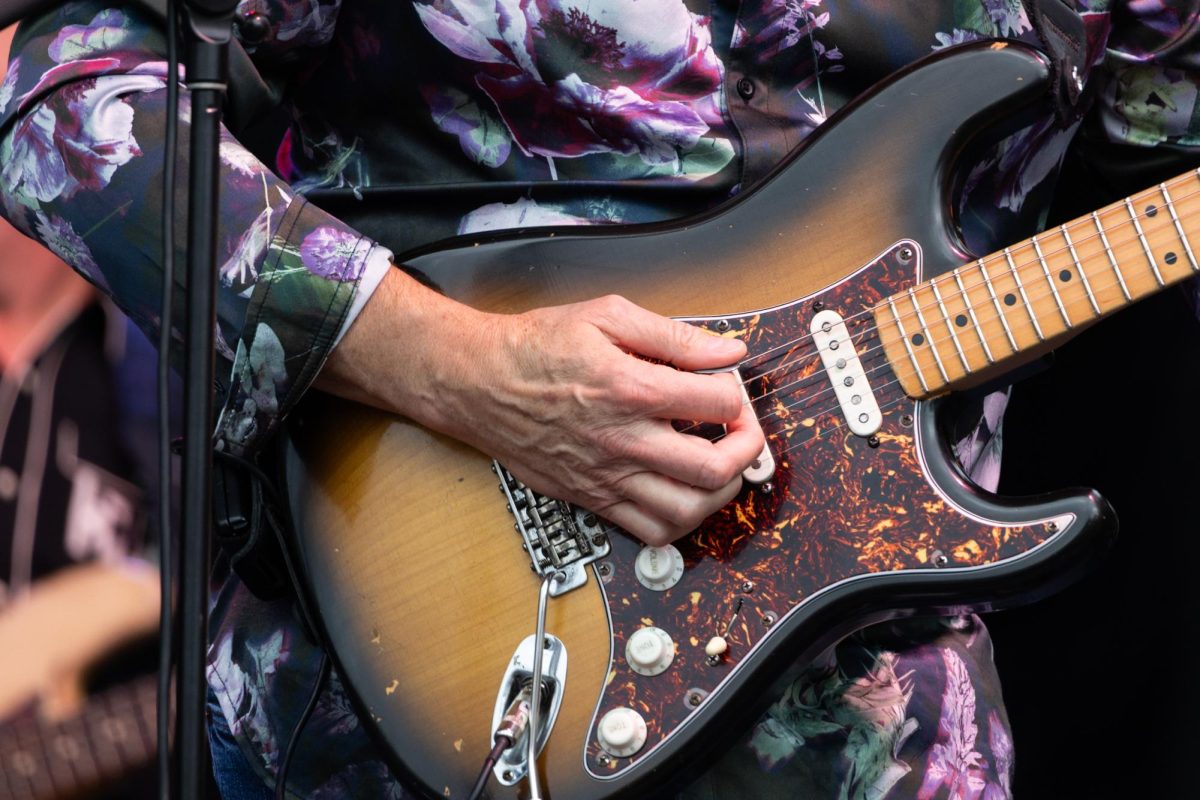 The Beach Boys guitarist John Wedemeyer plays the guitar on the LBJ Lawn on Nov. 1. The band played at the Longhorn City Limits following the Texas vs. Vanderbilt game.