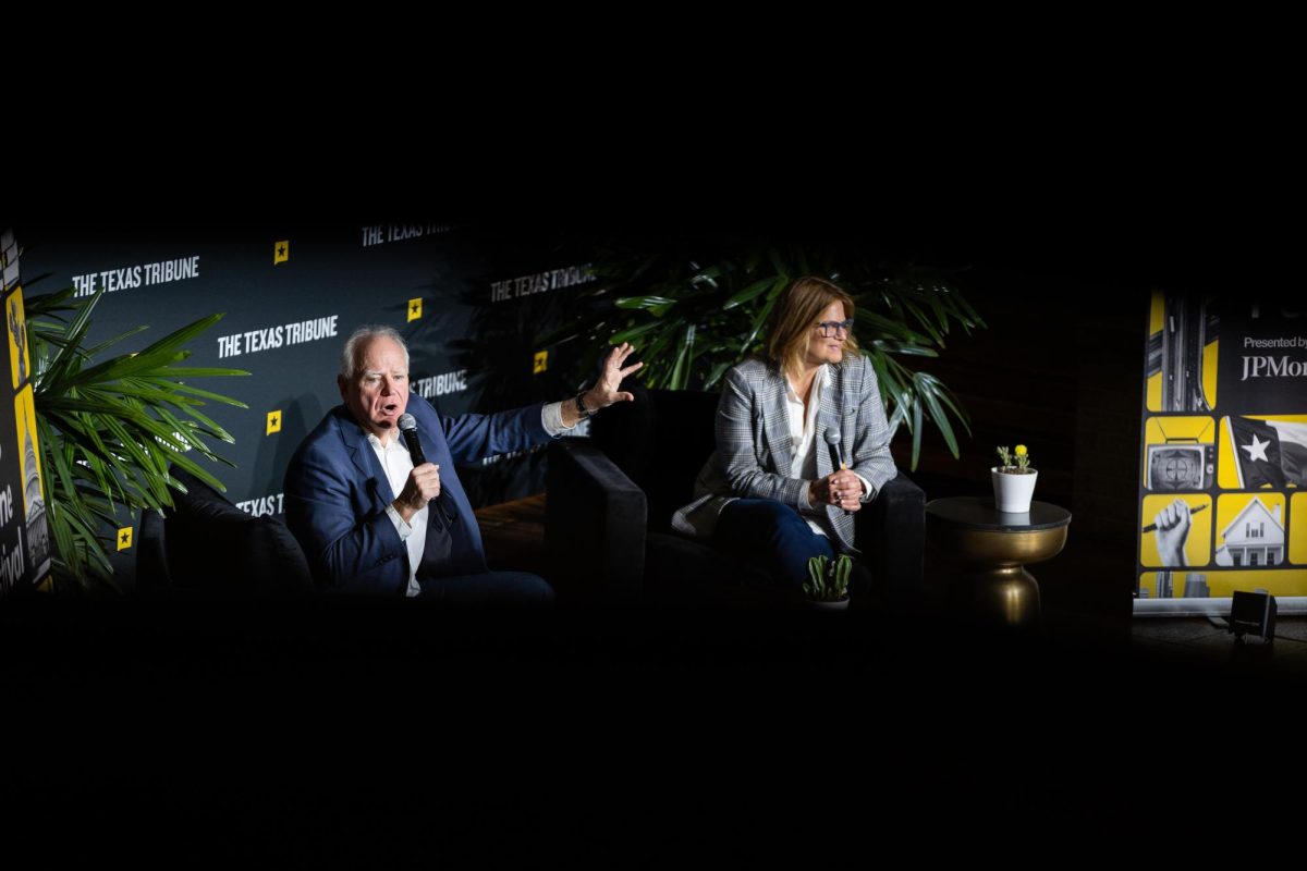 Minnesota Gov. Tim Walz and Jennifer Palmieri, former White House Communications Director, speak at the Texas Tribune Festival on Thursday, Nov. 13.