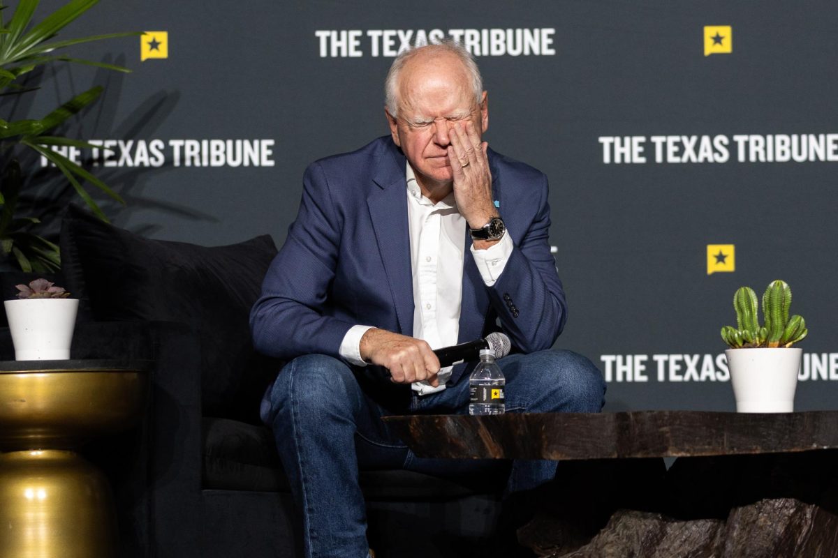 Minnesota Gov. Tim Walz speaks at the Texas Tribune Festival on Thursday, Nov. 13. Walz showed distress when asked about the Aug. 27 Annunciation Catholic Church shooting that left three dead and 30 injured.