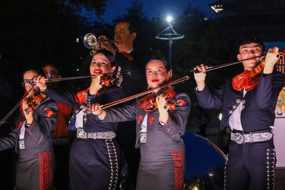 The Texas Mariachi band performed classic Christmas favorites including "Feliz Navidad" at the Longhorn Lights ceremony at the South Mall on Nov. 18, 2025.