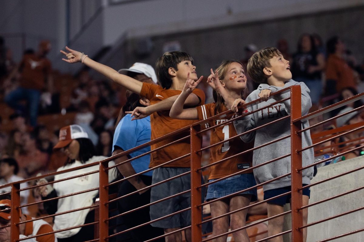 Longhorn fans look at the jumbotron at the game vs. Arkansas on Nov. 22, 2025. 