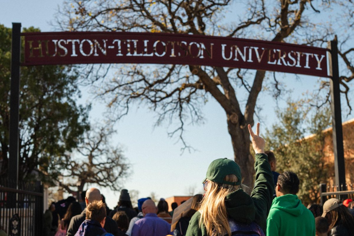 A woman arrives at Huston-Tillotson for the Dr. Martin Luther King Jr. festival on January 19, 2026.