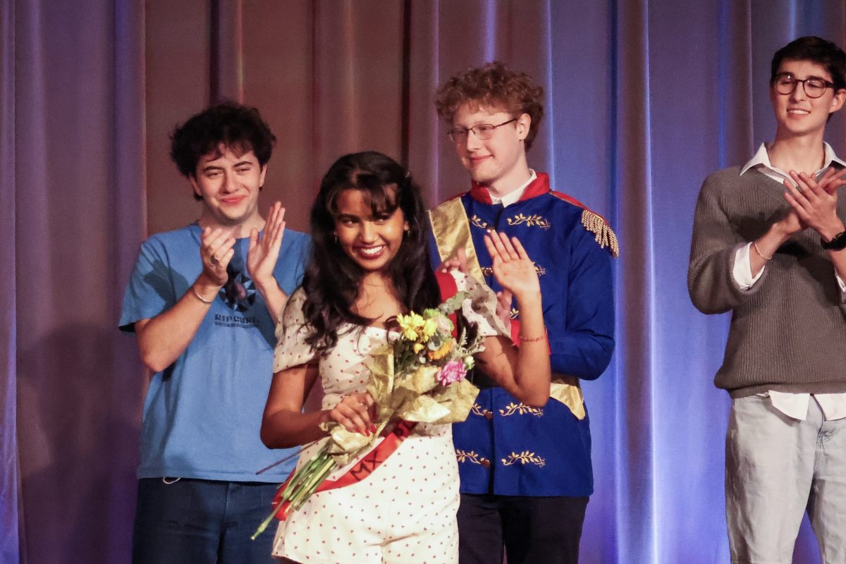 Plan II and Economics Senior Tisha Chaudhuri celebrates winning the Mx. Plan II Pageant show on Feb. 12.