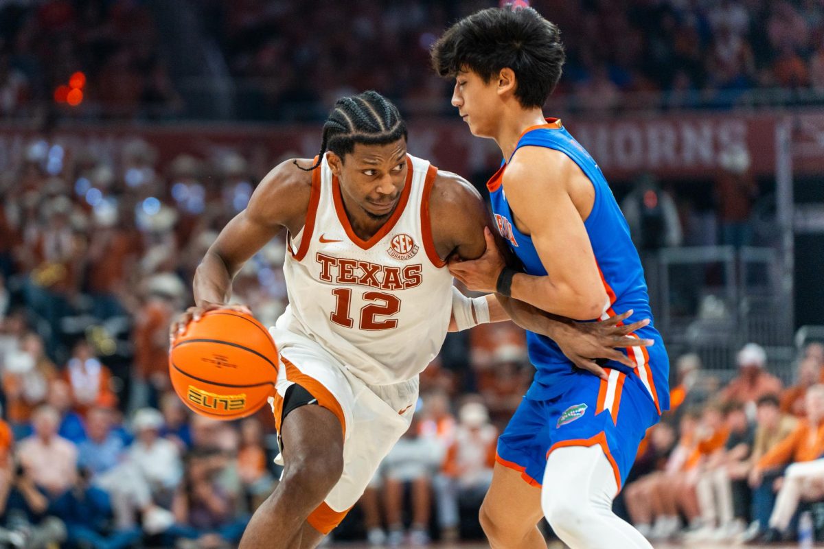 Graduate student guard Tramon Mark drives to the rim in a game against Florida at the Moody Center on Feb. 25, 2026.