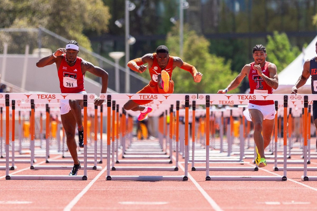 Kendrick Smallwood during the 110-meter hurdles final on March 29, 2025.