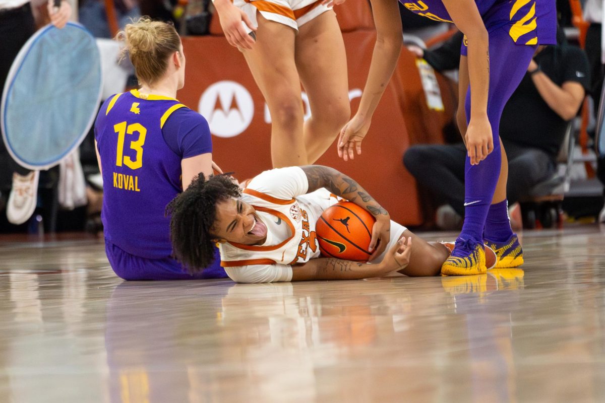 Senior guard Rori Harmon sticks her tongue out after getting fouled during a game against LSU on Feb. 5. Harmon went on to break the all time steals record in program history with more than 347 career steals.