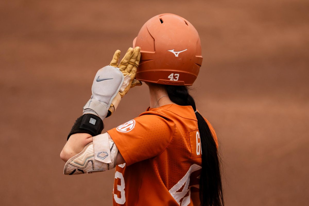 Senior infielder Leighann Goode celebrates getting on base during a 3-2 home win against Texas A&M on Mar. 28, 2026.