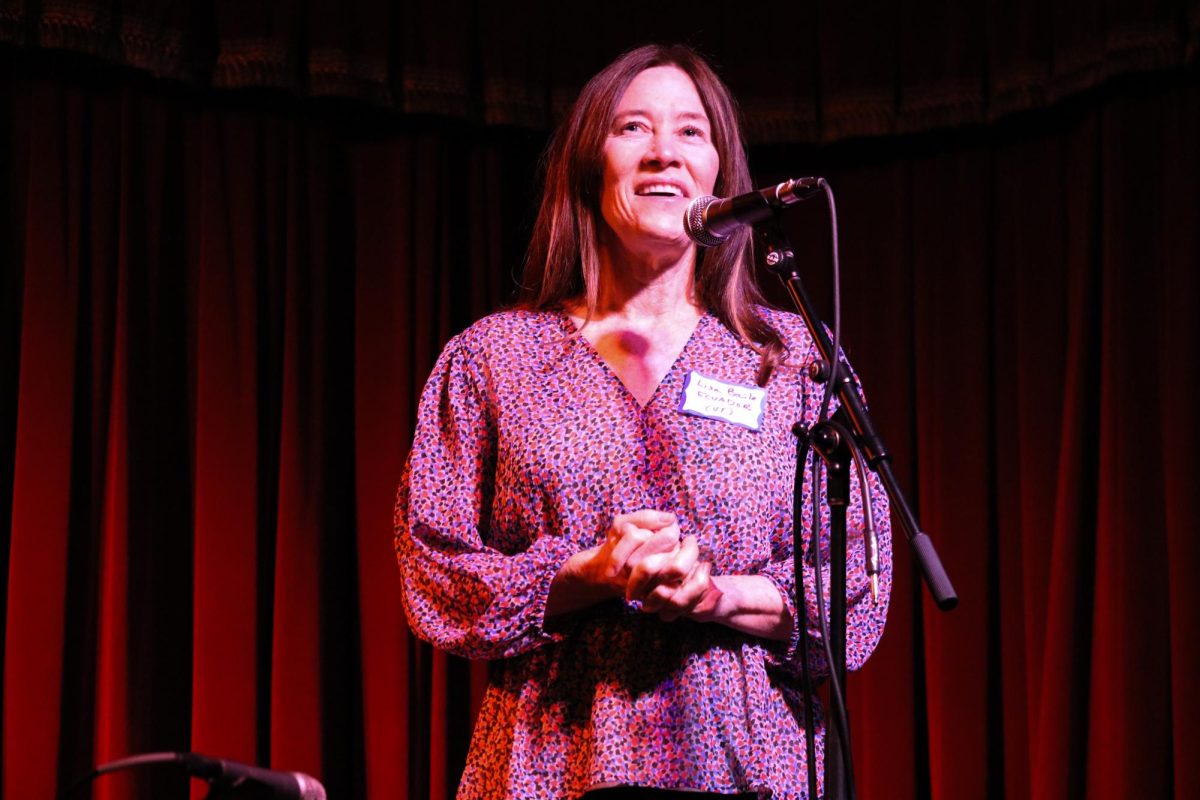 UT alumna Lisa Baile shares the story of her Peace Corps service in Ecuador at the Cactus Cafe on Wednesday, March 4. 