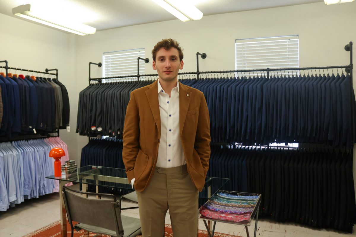 Jared Wiesenthal, owner of Concierge Clothing, poses for a picture on March 9. Concierge Clothing offers students expert tailoring and styling services for events.