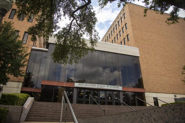 The McCombs School of Business is pictured on Aug. 23, 2022.