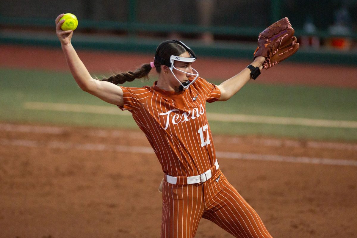 Texas right-handed pitcher Teagan Kavan pitches the ball during a game against Baylor in Waco, Texas, on March 21, 2026. 