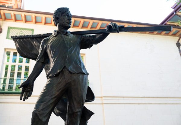 The Statue of Cesar Chavez between Battle Hall and the West Mall Office Building is pictured on March 22. The statue was created by artist Pablo Eduardo in 2007.