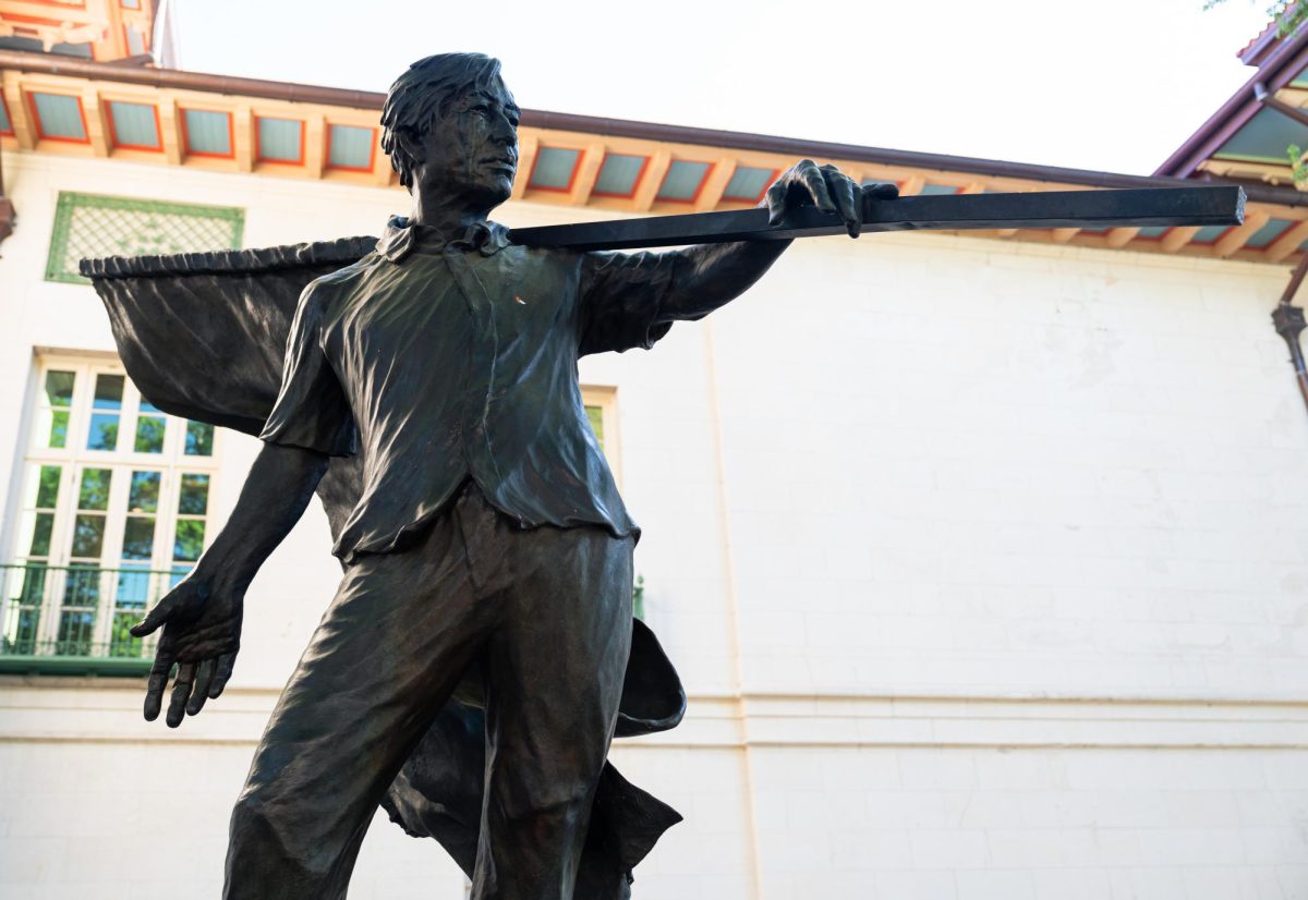 The Statue of Cesar Chavez between Battle Hall and the West Mall Office Building is pictured on March 22. The statue was created by artist Pablo Eduardo in 2007.