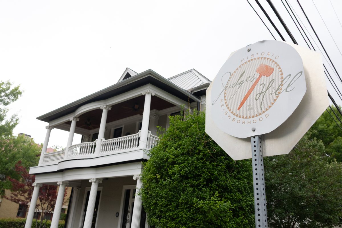 The Judge's Hill neighborhood street sign on April 12.