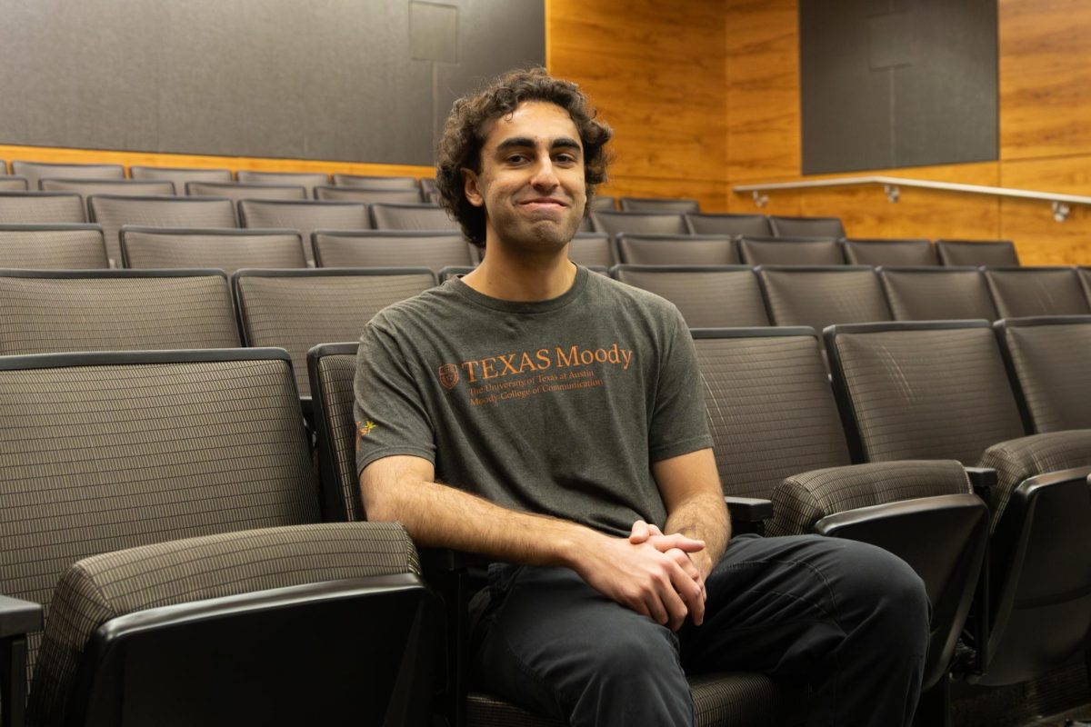 Shyam Madhav, director of "Good Night College," poses for a portrait on April 20, inside the DMC. The film captures the essence of UT's Friday night scene. 