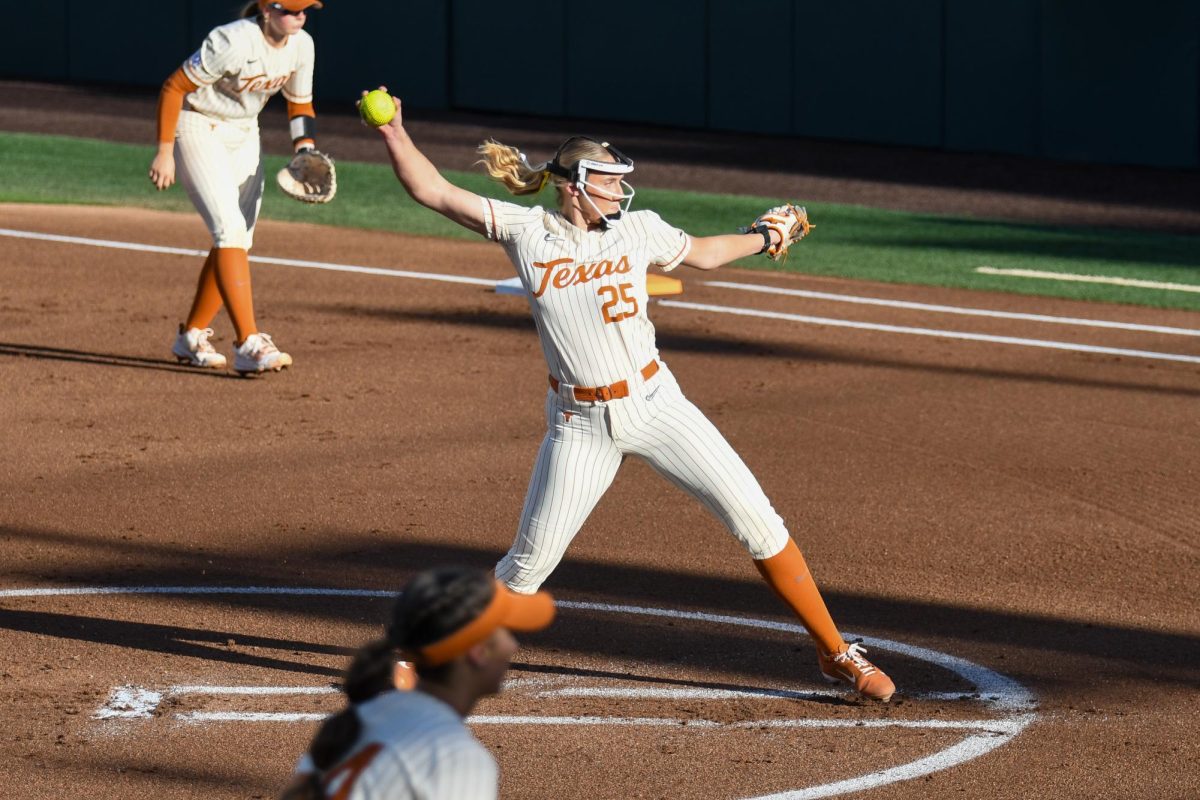 Sophomore pitcher Cambria Salmon pitches against East Texas A&M on Wednesday, March. 11 at Red & Charline McCombs Field.