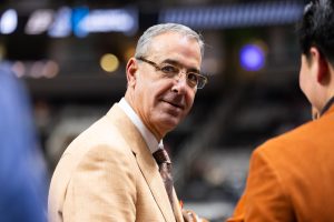 Vice President and Athletic Director Chris Del Conte at the Texas vs. Purdue Sweet 16 game at the SAP Center in San Jose, California, on March 26. 