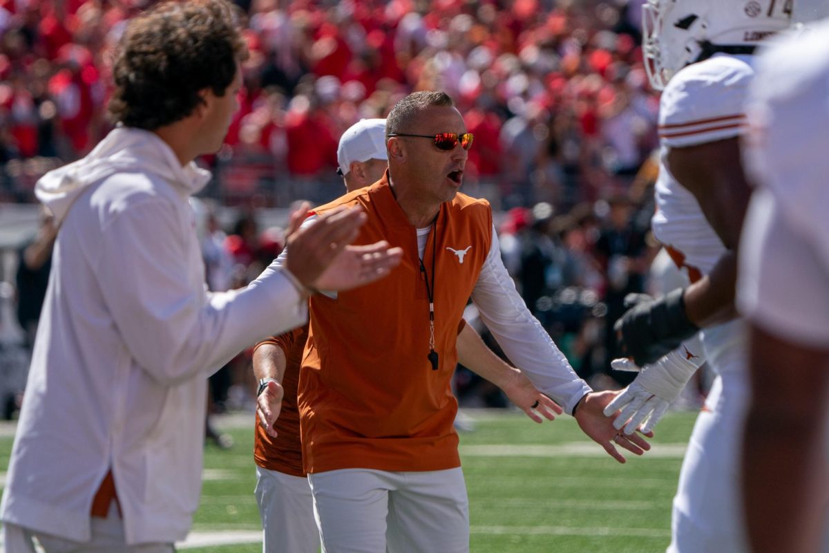 Head coach Steve Sarkisian ahead of Texas' game against Ohio State on Aug. 30, 2025.