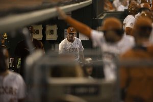Texas baseball head coach Jim Schlossnagle during the Longhorns' game against UTSA on March 18, 2025.